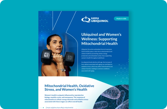 Kaneka Nutrients infographic: Ubiquinol and Women's Wellness, Supporting Mitochondrial Health