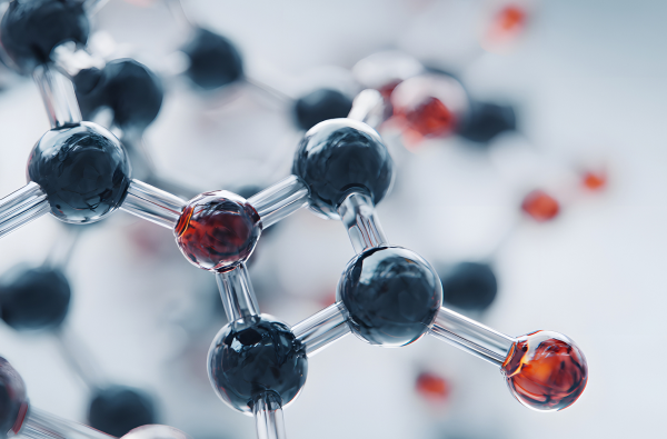Ball and stick molecular model made of glass