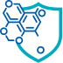 Shield Shield icon with molecular diagram over the top